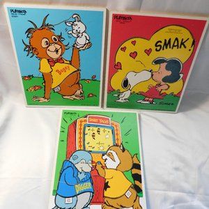 Vintage Playskool Wood Puzzles Shirt Tales - Lucy and Snoopy - Bogey